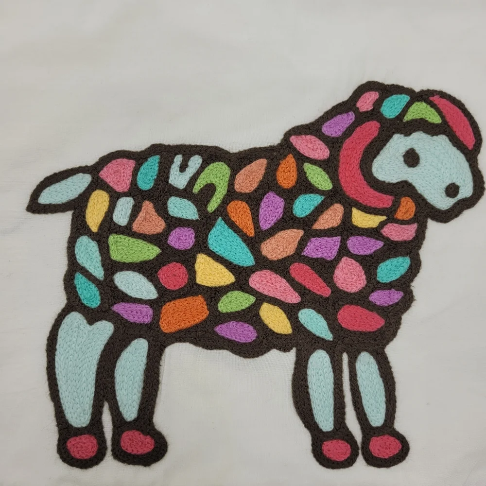 Pottery Barn PB Teen Aries Embroidered Pillow Cover 12x12 Astrology Ram NEW